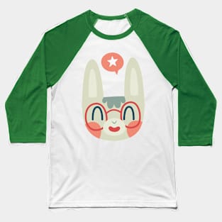 Cute Green Bunny Wearing Glasses Baseball T-Shirt